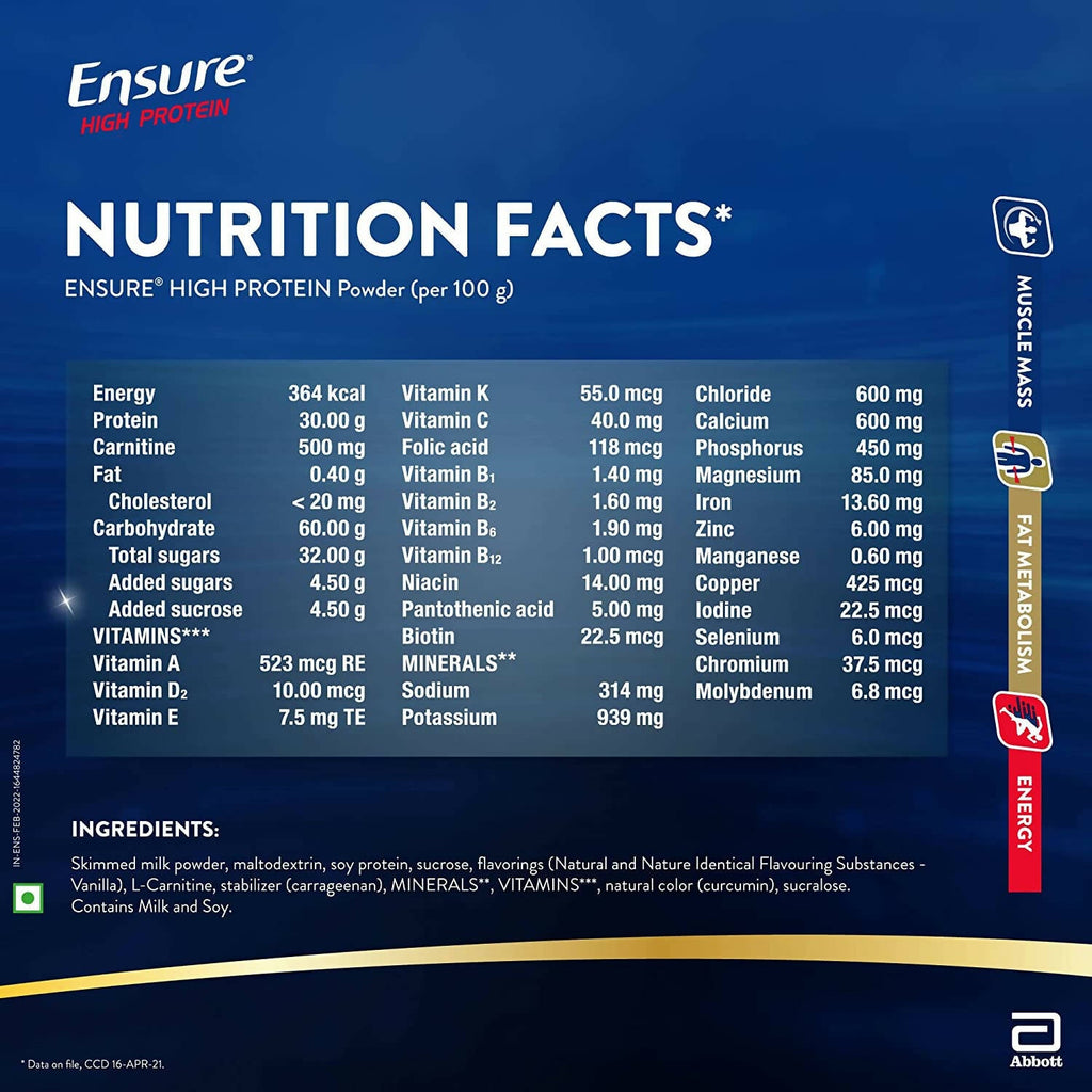Ensure High Protein Drink for Physically Active Adults - Vanilla | Grocsy