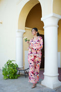 Vaasva Women Peach Muslin Floral Shirt & Pant Set | Grocsy