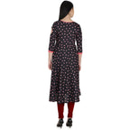 Kanoor Garment Women's Black A Line Round Neck Kurti | Grocsy