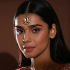 Over Sized Kundan Maang Tikka with Diamond Detailing - Ruby Raang | Grocsy