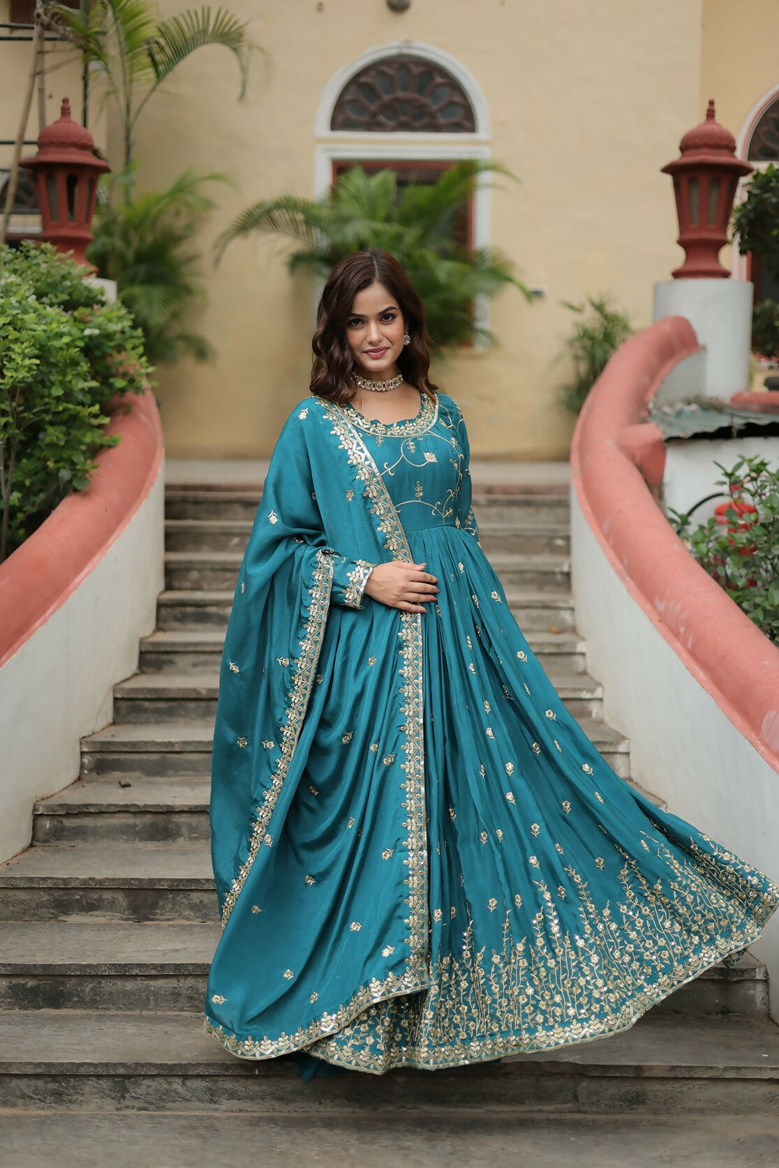 Joban Fashion Blackchinon Sequence Embroidery Work Kurta Set | Grocsy