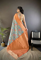 Joban Fashion Multi-Color Floral Digital Print Soft Lichi Silk Paithani Saree | Grocsy