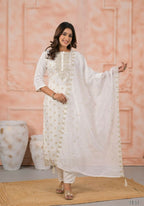 Ethnic Festive Wear Viscose White Stitched Suit With Dupatta - Anbazaar | Grocsy