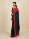 Suta Green Red Colourblocked Pure Cotton Saree | Grocsy