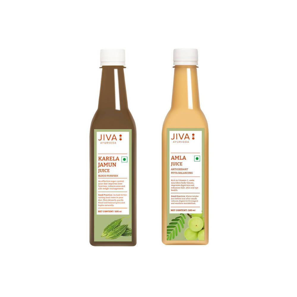Jiva Ayurveda Karela Jamun Juice & Amla Juice Combo | Grocsy