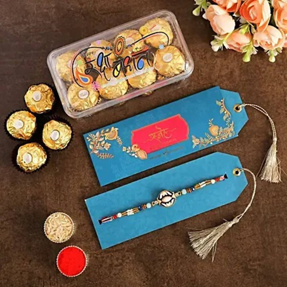 Meenakari Rakhi & Ferrero Rocher Rakshabandhan Box | Grocsy