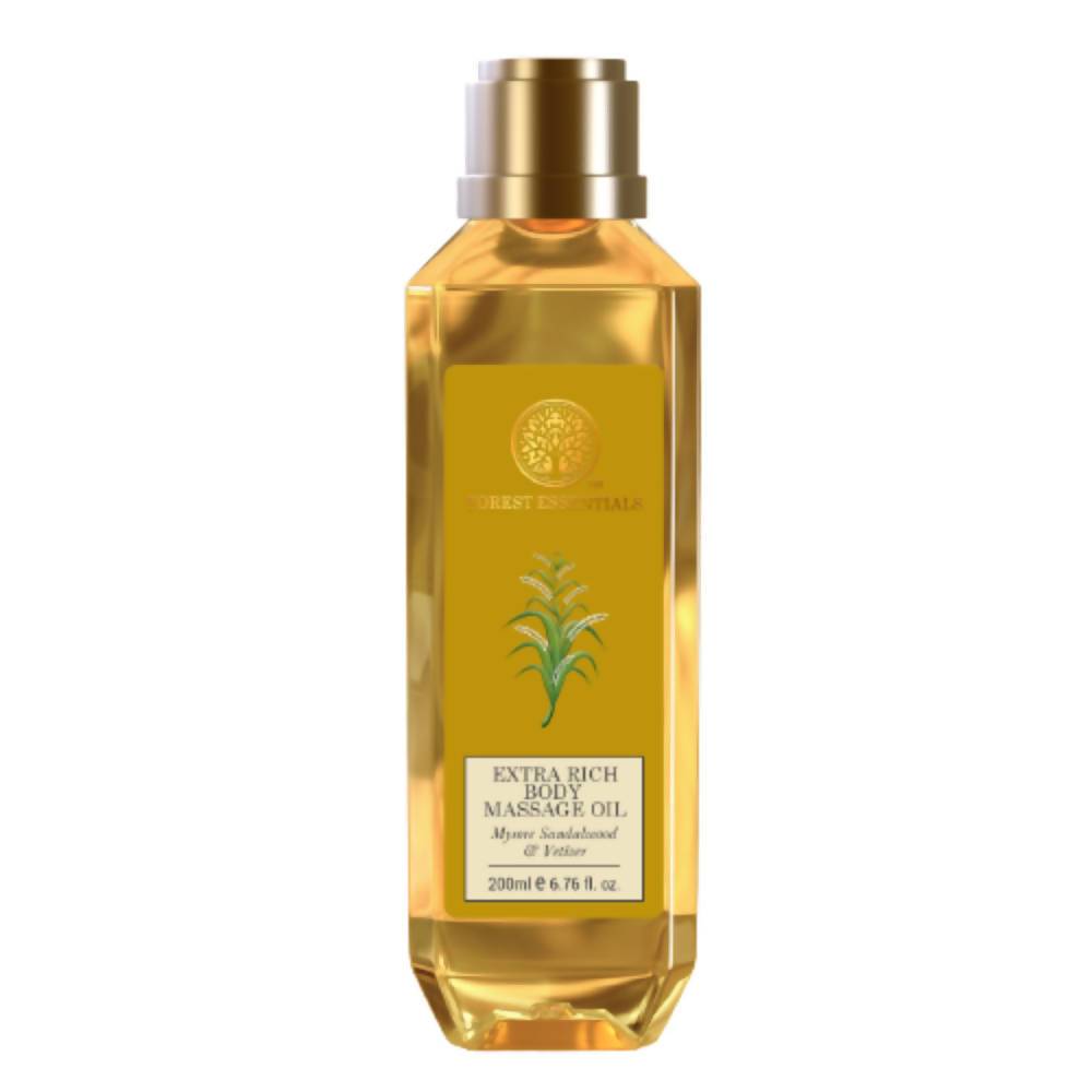Forest Essentials Extra Rich Body Massage Oil Mysore Sandalwood & Vetiver | Grocsy