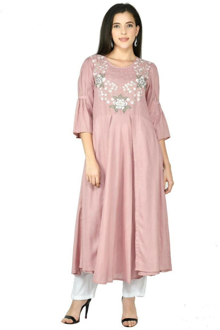 Joban Fashion Rose Gold Cotton Rayon Kurta Set | Grocsy