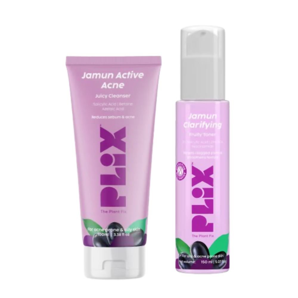 PLIX The Plant Fix - Jamun Active Acne Regime With Cleanser & Toner To Unclog Pores & Reduce Acne | Grocsy