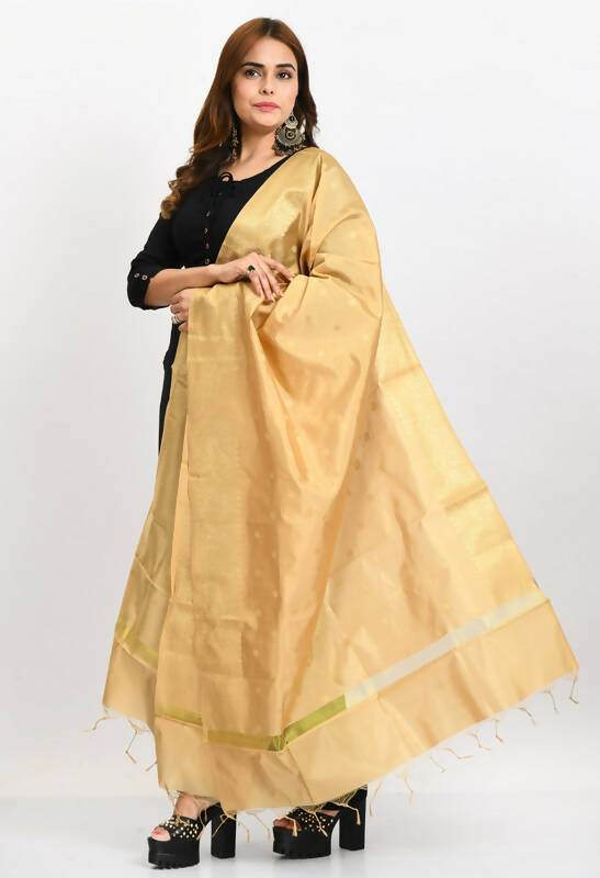 Mominos Fashion Moeza Women's Banarsi Silk Woven Design Golden Dupatta | Grocsy