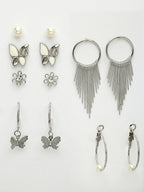 NVR Women's Set of 6 Silver-Plated Contemporary Drop Earrings | Grocsy