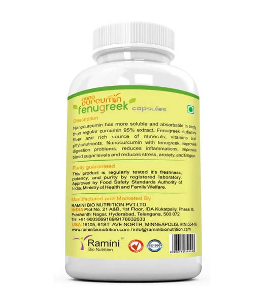 Ramini Bio Nutrition Nano Curcumin with Fenugreek Veg Capsules | Grocsy