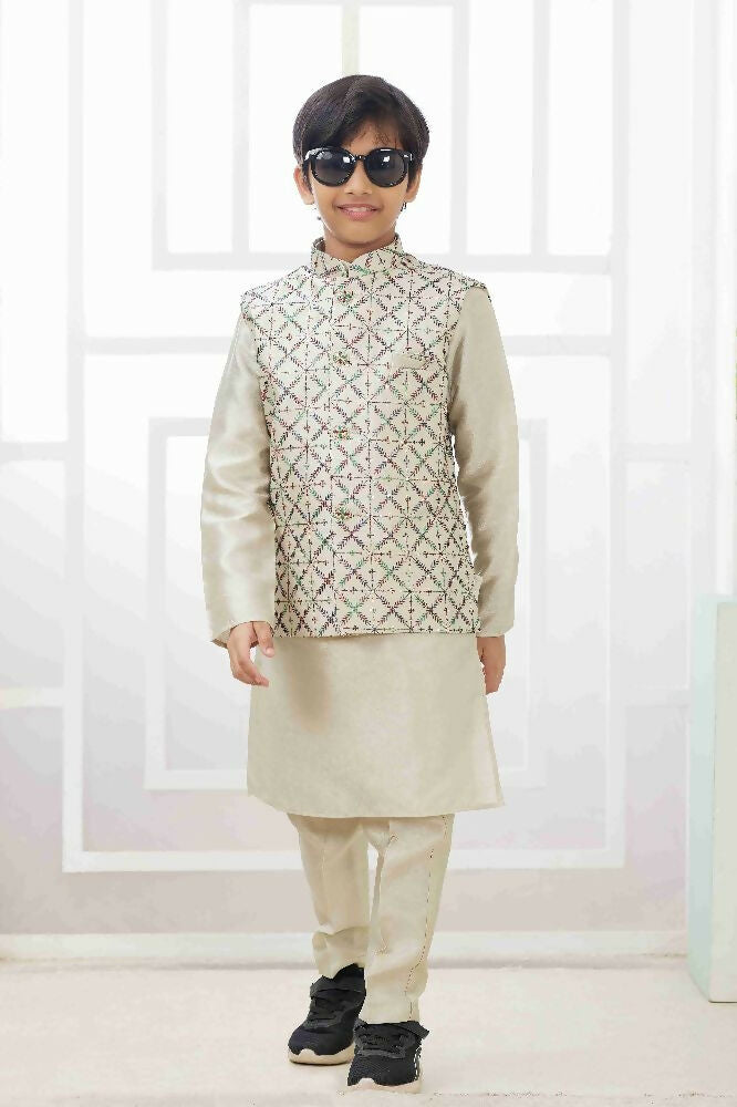 Raivat Ethnic Art Silk Embroidery Work 3 Pics Jacket Set In Pista Green Colour | Grocsy