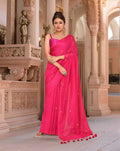Joban Fashion Women Magenta Pink Trendy Cotton Saree | Grocsy