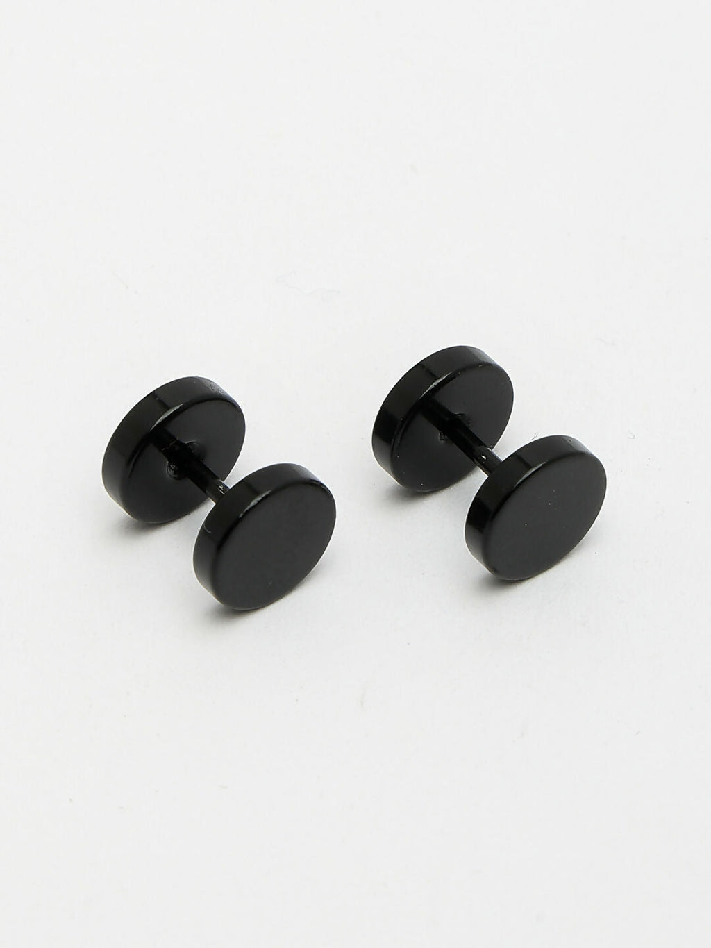 NVR Men's Black Rhodium-Plated Metal Studs Earring | Grocsy
