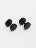 NVR Men's Black Rhodium-Plated Metal Studs Earring | Grocsy