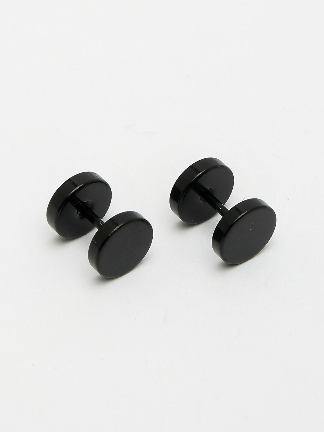 NVR Men's Black Rhodium-Plated Metal Studs Earring | Grocsy