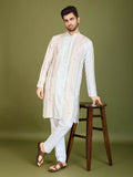 Vastranavya White Exclusive Festival Wear Pure Viscose Rayon Sequence & Foil Mirror Heavy Embroidered Work Kurta | Grocsy