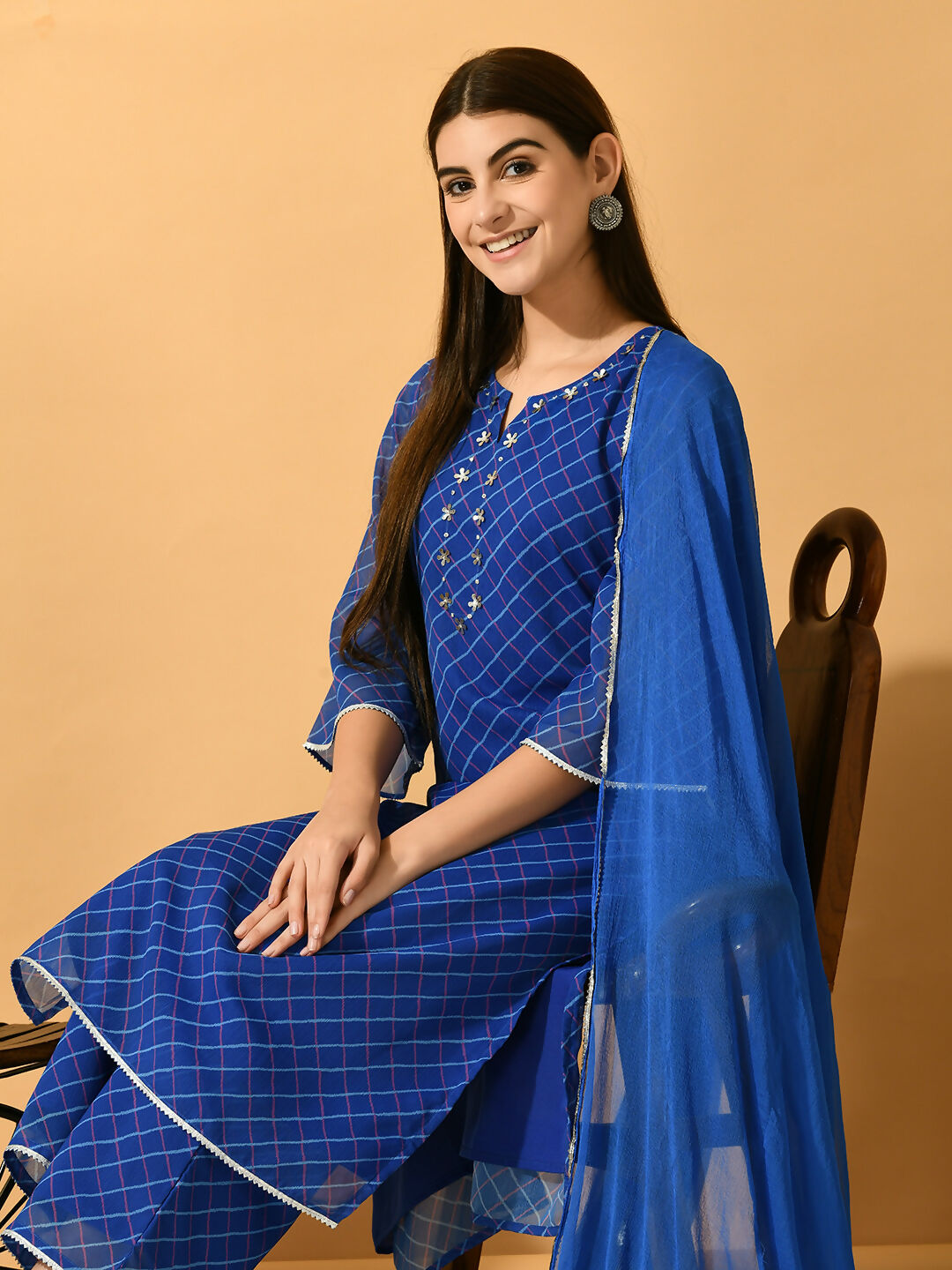 Myshka Women's Blue Embroidered Party Kurta Sets | Grocsy