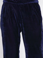 Women Republic Navy Blue Velvet Embroidered Kurta With Bellbottom Pants | Grocsy