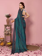 Attractive These Party Wear Ready To Wear Saree - Blue | Grocsy