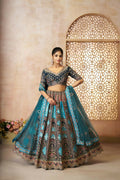 Kesar Fab Blue Banarasi Silk Embroidered Lehenga | Grocsy