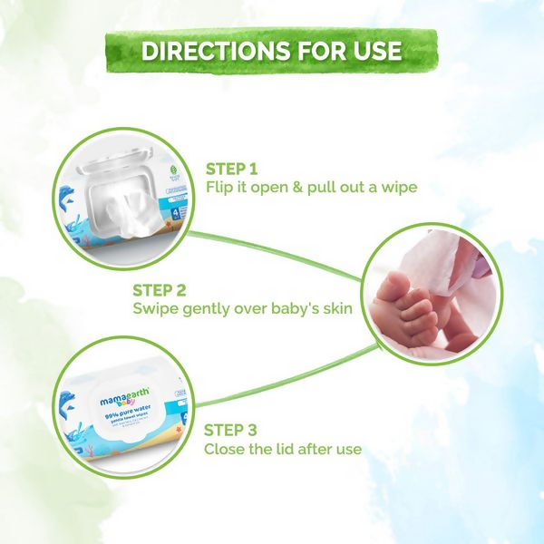 Mamaearth Baby 99% Pure Water Gentle Towel Wipes | Grocsy
