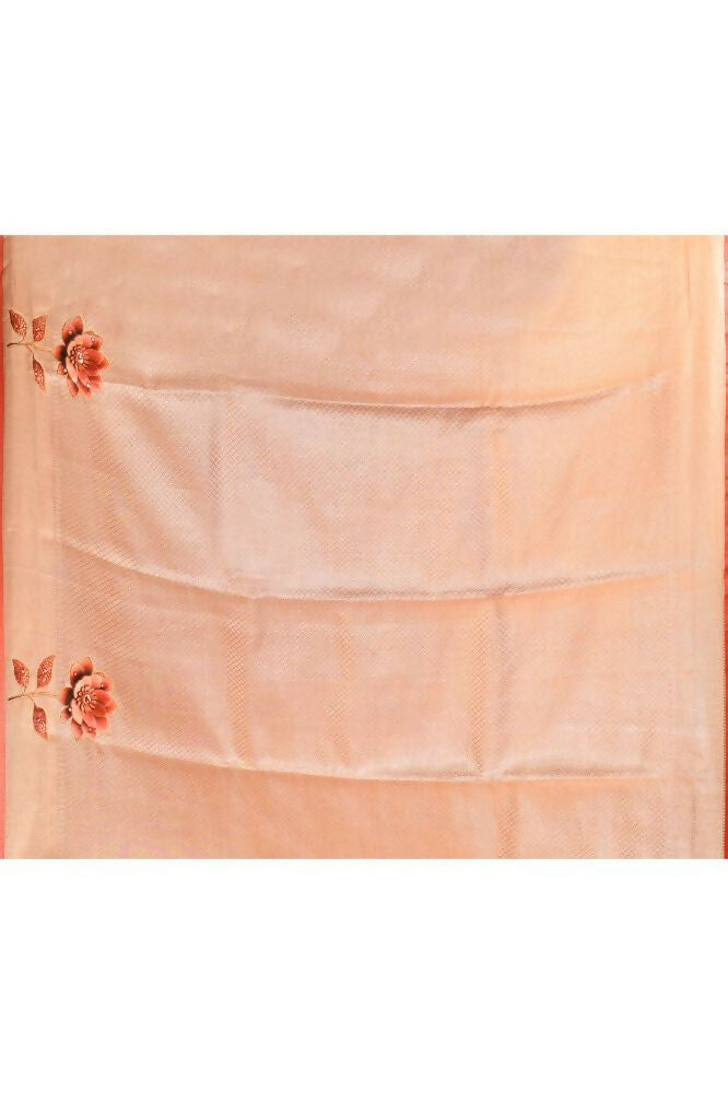 Joban Fashion Blue & Orange Saree Kataan Ikkat | Grocsy
