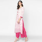 Cheera Hand Block Print Cream Straight Kurta (MAAI-054K) | Grocsy