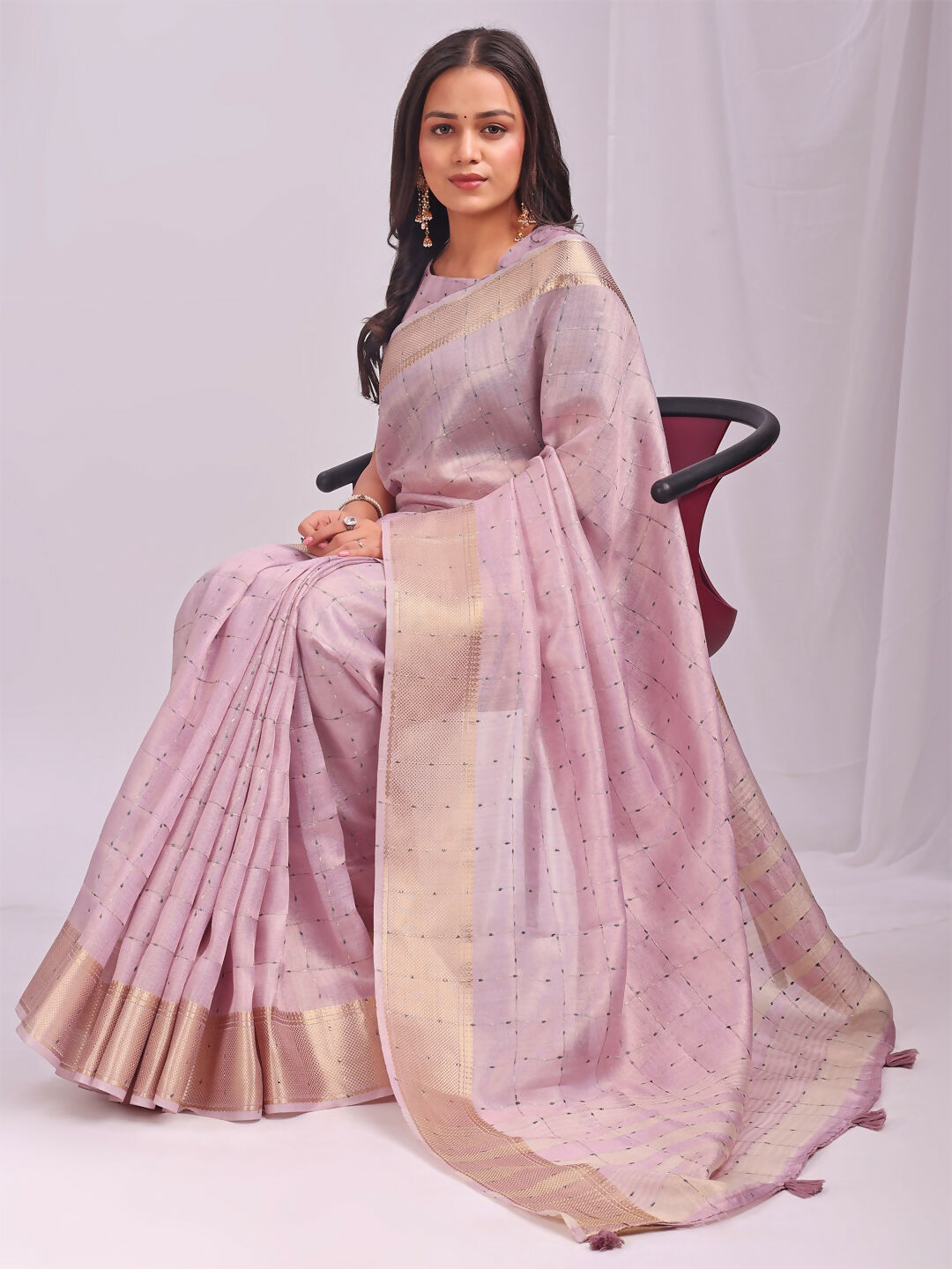 Shree Shyam Fashion Organza Light Pink Saree | Grocsy