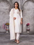 Teeya Creation Women's Elegant White Embroidered Kurta with Pant and Dupatta Set | Grocsy