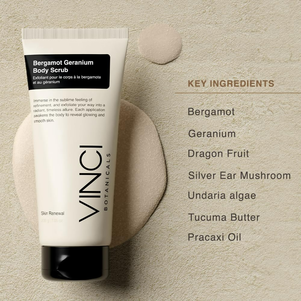 Vinci Botanicals Bergamot Geranium Body Scrub | Grocsy