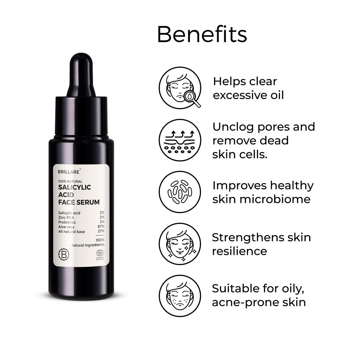 Brillare 2% Salicylic Acid Serum For Oily & Acne Prone Skin | Grocsy