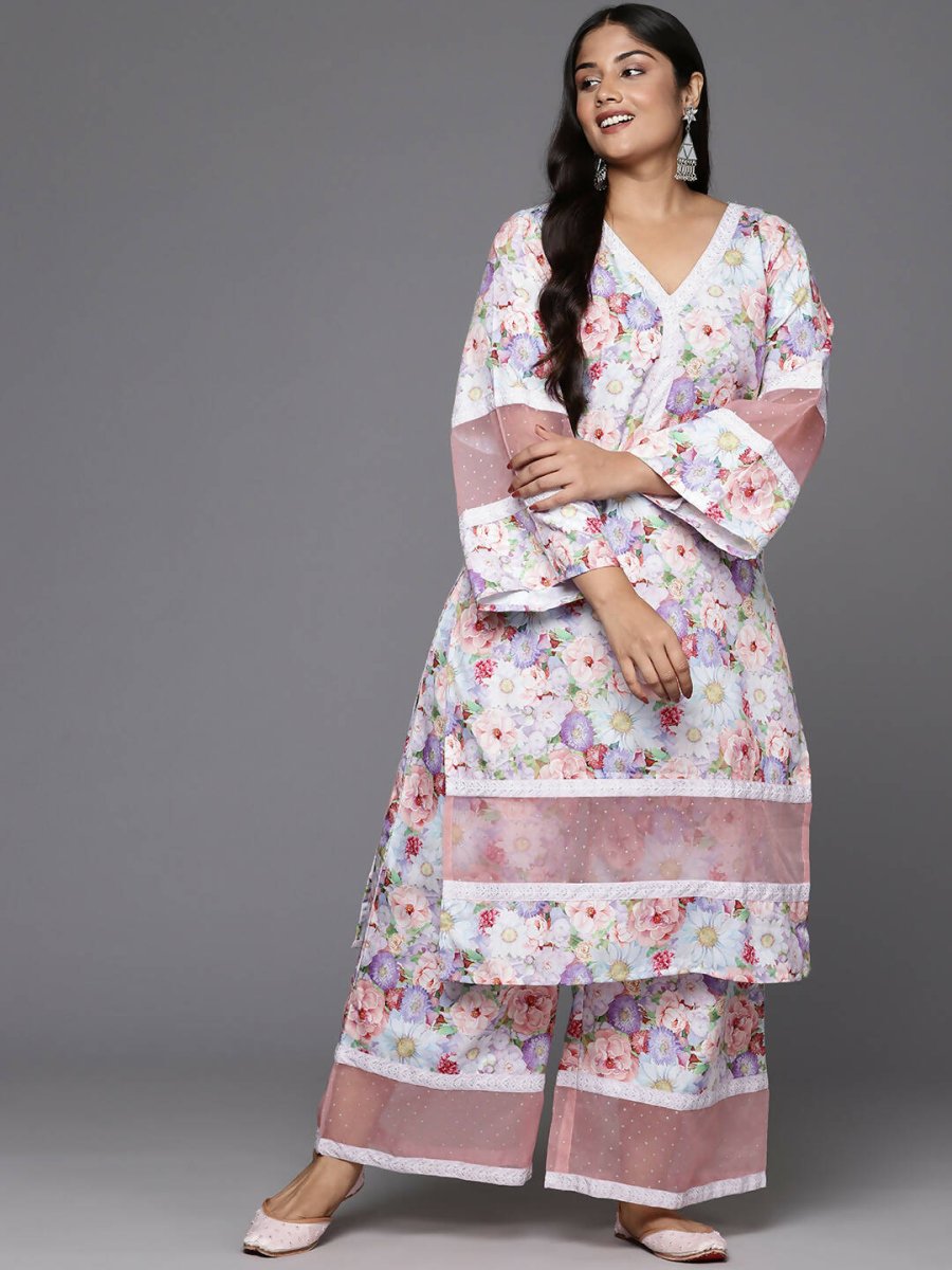 Ahalyaa Women's Traditional wear Kurta Set - Lavender | Grocsy