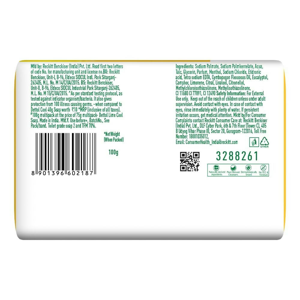 Dettol Lime Cool Bathing Soap Bar with 2x Menthol | Grocsy