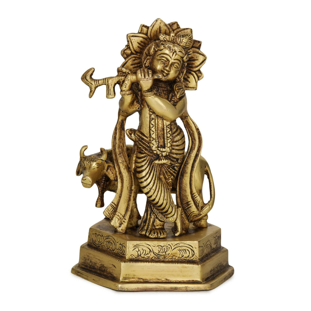 Devlok Lord Krishna with Cow Idol | Grocsy