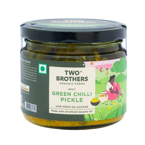 Two Brothers Organic Farms Spicy Green Chilly Pickle | Grocsy
