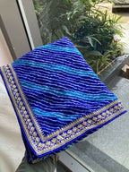 Teeya Creation New Trendy Leheriya Bandhani Georgette Saree For Daily Wear -Blue | Grocsy