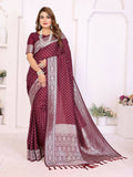 Aastha Fashion Wine Georgette Silk Zari Weaving Saree | Grocsy
