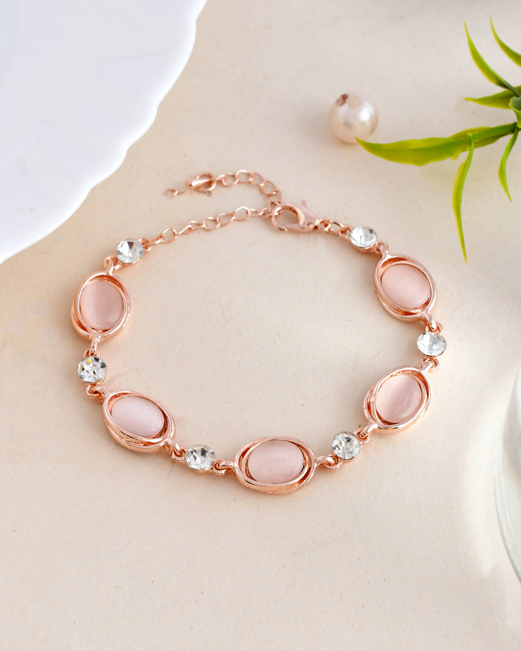 VOJ Stainless Steel Pearl Gold-Polished Bracelet | Grocsy