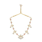 Nuyug 22K Gold Plated Regal Enamel Bloom Pearl Drop Necklace | Grocsy