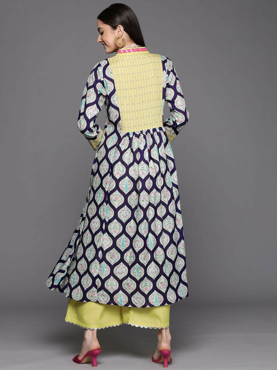 Ahalyaa Womens Yellow Cotton Digital Printed Kurta Palazzo Set | Grocsy