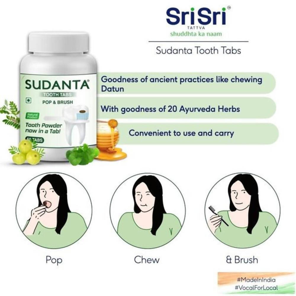 Sri Sri Tattva Sudanta Tooth Tabs (60 Tabs) | Grocsy