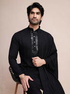 Vastranavya Traditional Festival Wear Viscose Thread & Sequence Embroidered Work Kurta Pant Set - Black | Grocsy