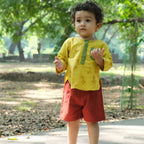 Mhyssa Ricco Full Sleeve Yellow T-shirt with Red Short Set For Kids | Grocsy