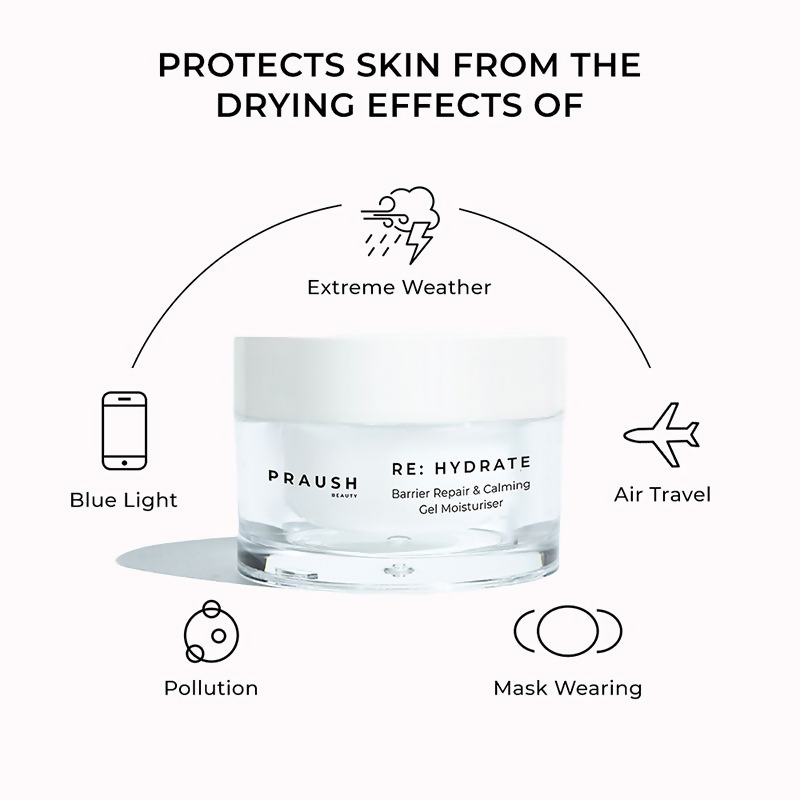 Praush Beauty RE: Hydrate Barrier Repair & Calming Gel Moisturiser | Grocsy