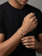 NVR Men's Rose Gold Plated Cuff Bracelet | Grocsy