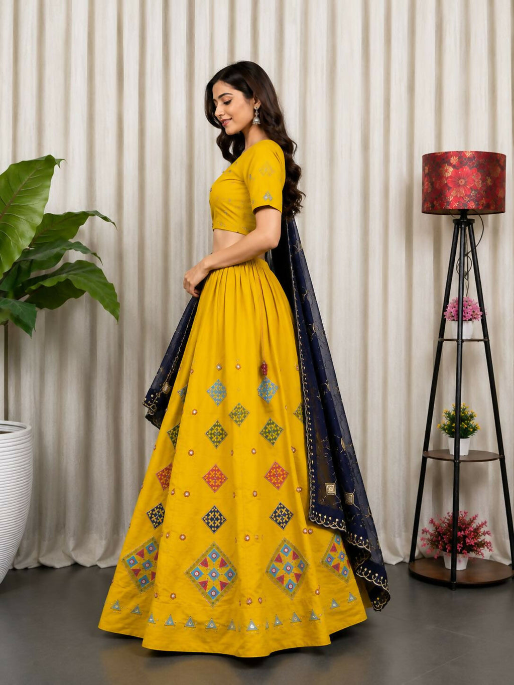 Lehenga Mart Yellow Designer Navratri Lehenga Choli for Women | Grocsy