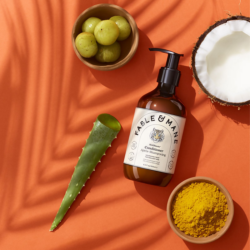 Fable & Mane HoliRoots Hydrating Conditioner For Smooth Frizz-Free Hair With Coconuts And Turmeric | Grocsy