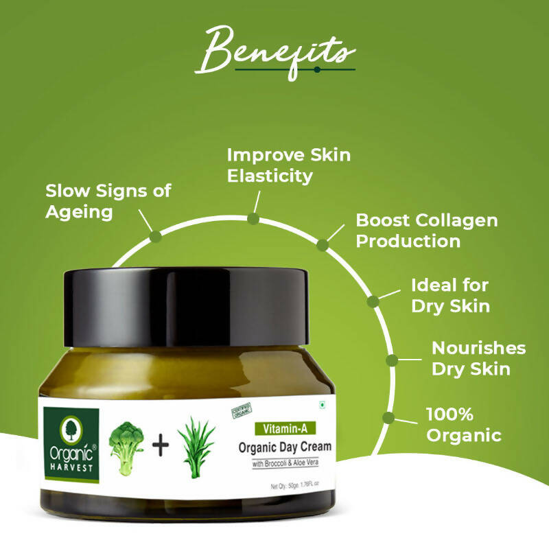 Organic Harvest Vitamin A Organic Day Cream with Broccoli & Aloe Vera | Grocsy
